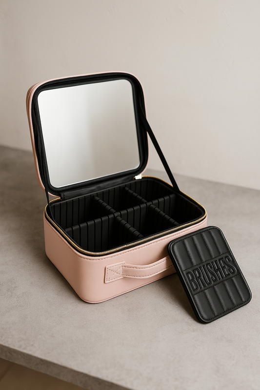 ORGANIZADOR DE MAQUILLAJE PORTATIL CON ESPEJO LED